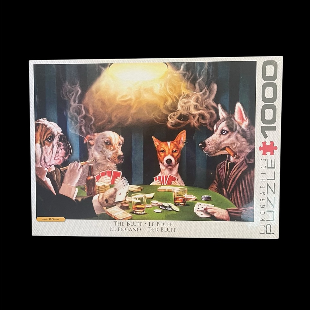 NEW Eurographics 1000 Piece Puzzle The Bluff Dogs Playing Poker Lucia Heffernan
